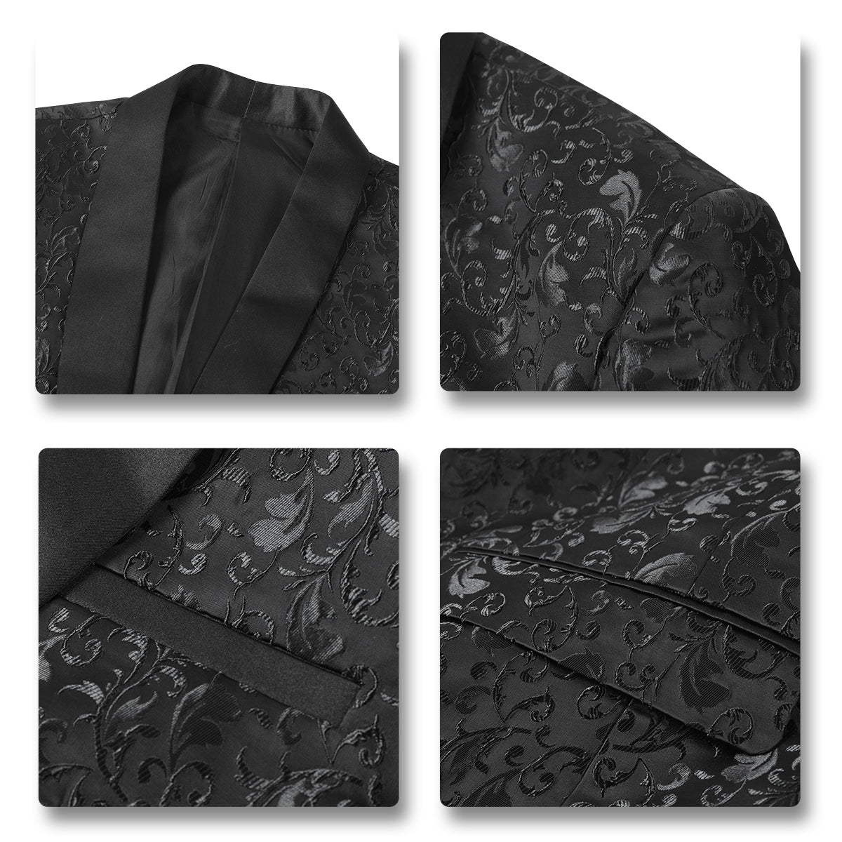 Cloudstyle Mens Floral Jacquard Dress Suit Jacket one Button Print Tux Blazer Sport Coat