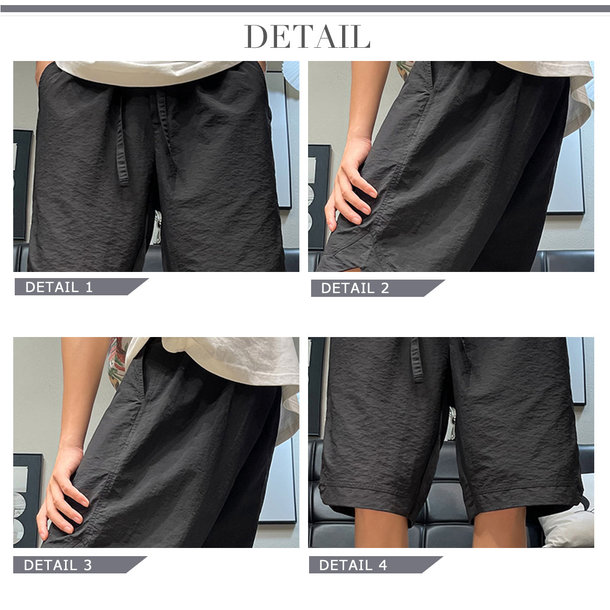 YOUTHUP Mens Drawstring Straight Sportsman Shorts Cropped Pants