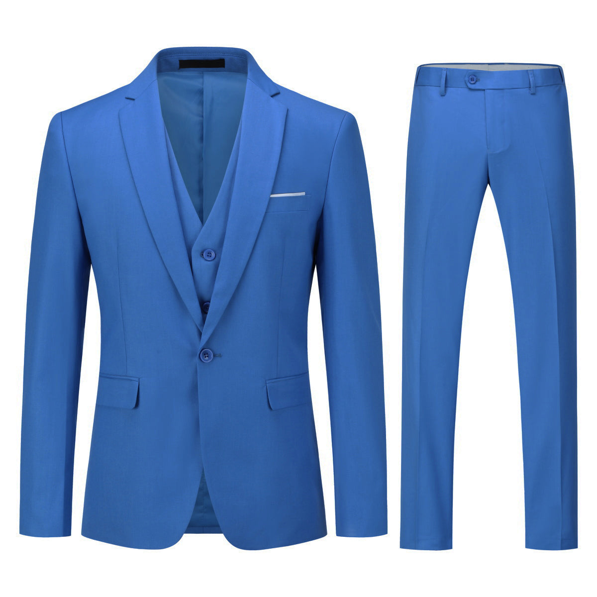 Cloudstyle Mens 3-Piece Suit Notched Lapel One Button Slim Fit Formal Jacket Vest Pants Set