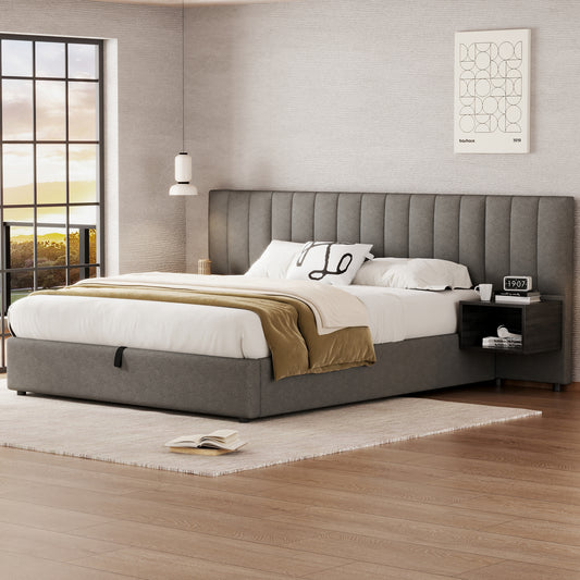 Lit Coffre 160x200 cm HOMEMiYN - Lit Élégant avec Rangement Pratique et Confort Optimal