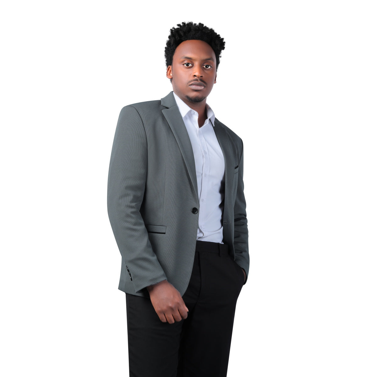 Cloudstyle Men's Suit Jacket One Button Slim Fit  Business Daily Black Blazer