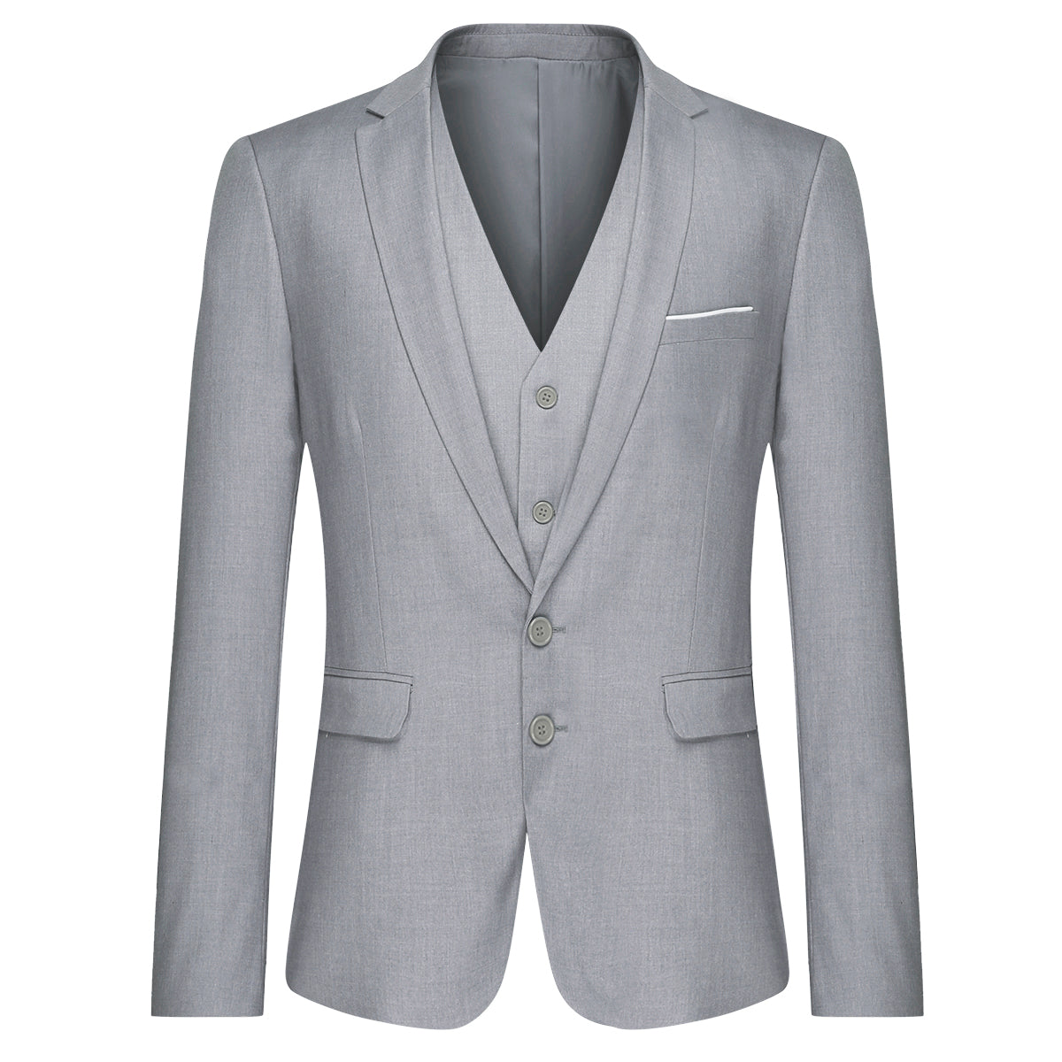 Cloudstyle Men's 3-Piece 2 Buttons Slim Fit Solid Color Jacket Smart Wedding Formal Suit