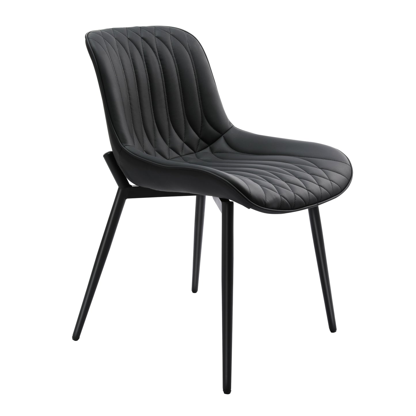 Cadeira de Jantar em Pele de Gato com Friso Vertical*2 HOMEMIYN (54x53x96 cm - preto)