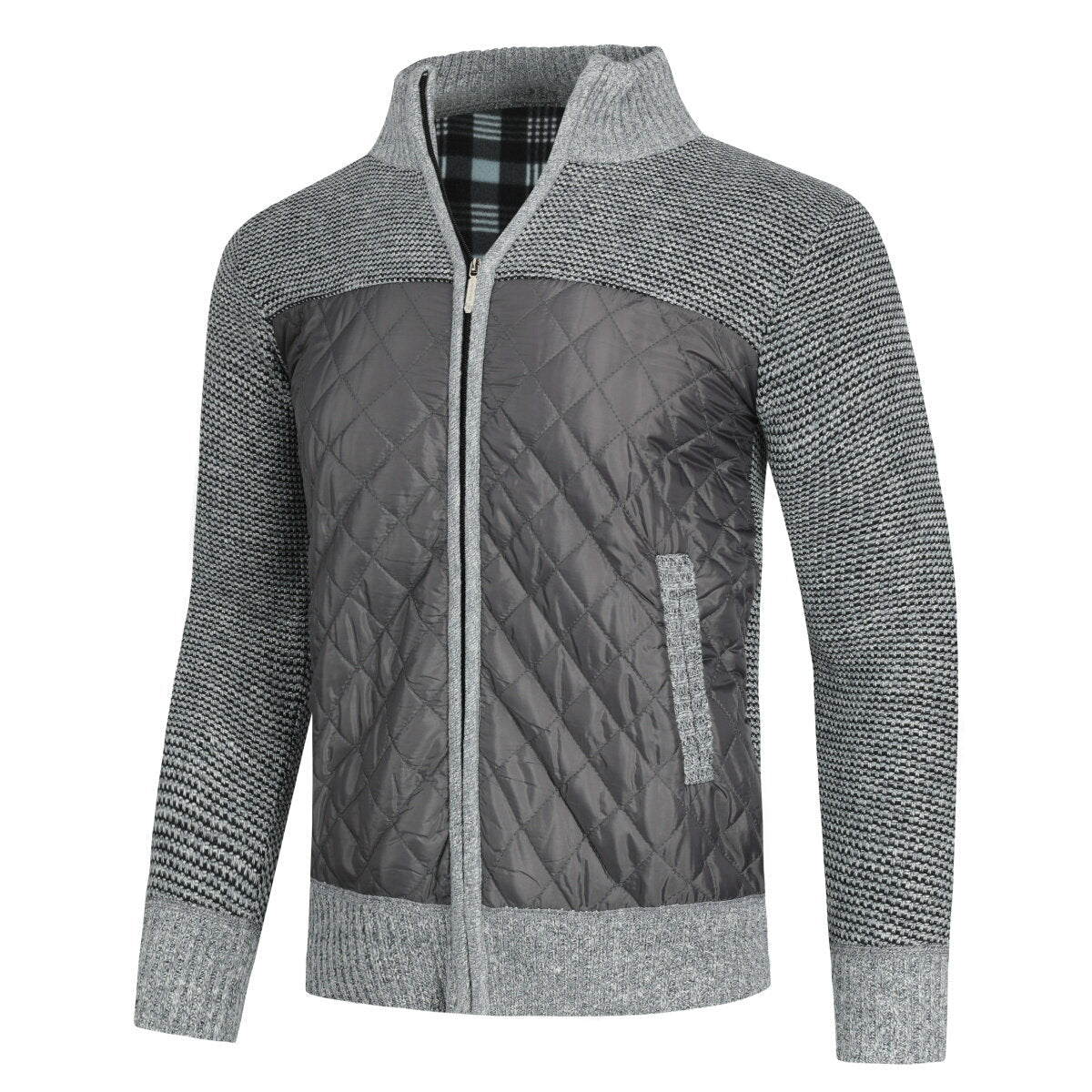 YFFUSHI Mens Stand Collar Pullover Sweater Slim Fit Knit Jacket