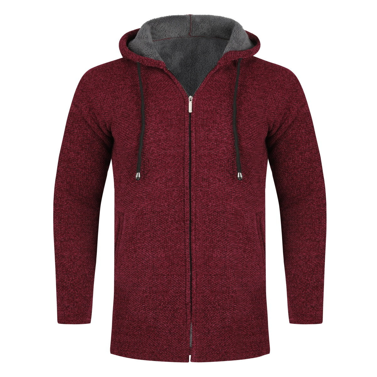YFFUSHI Mens Hooded Plush Long Cardigan