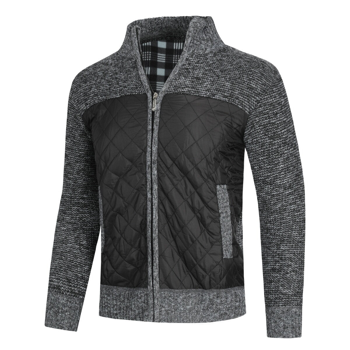 YFFUSHI Mens Stand Collar Pullover Sweater Slim Fit Knit Jacket