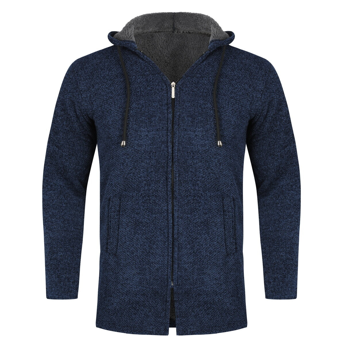 YOUTHUP Mens Hooded Plush Long Cardigan