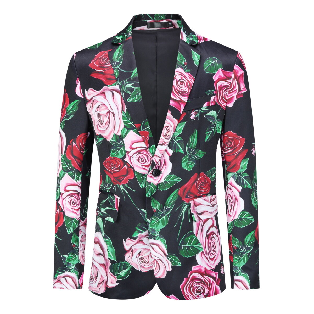 YFFUSHI Mens Floral Blazer 1 Button Slim Fit Fashion Blazer for Date Wedding Party Anniversary
