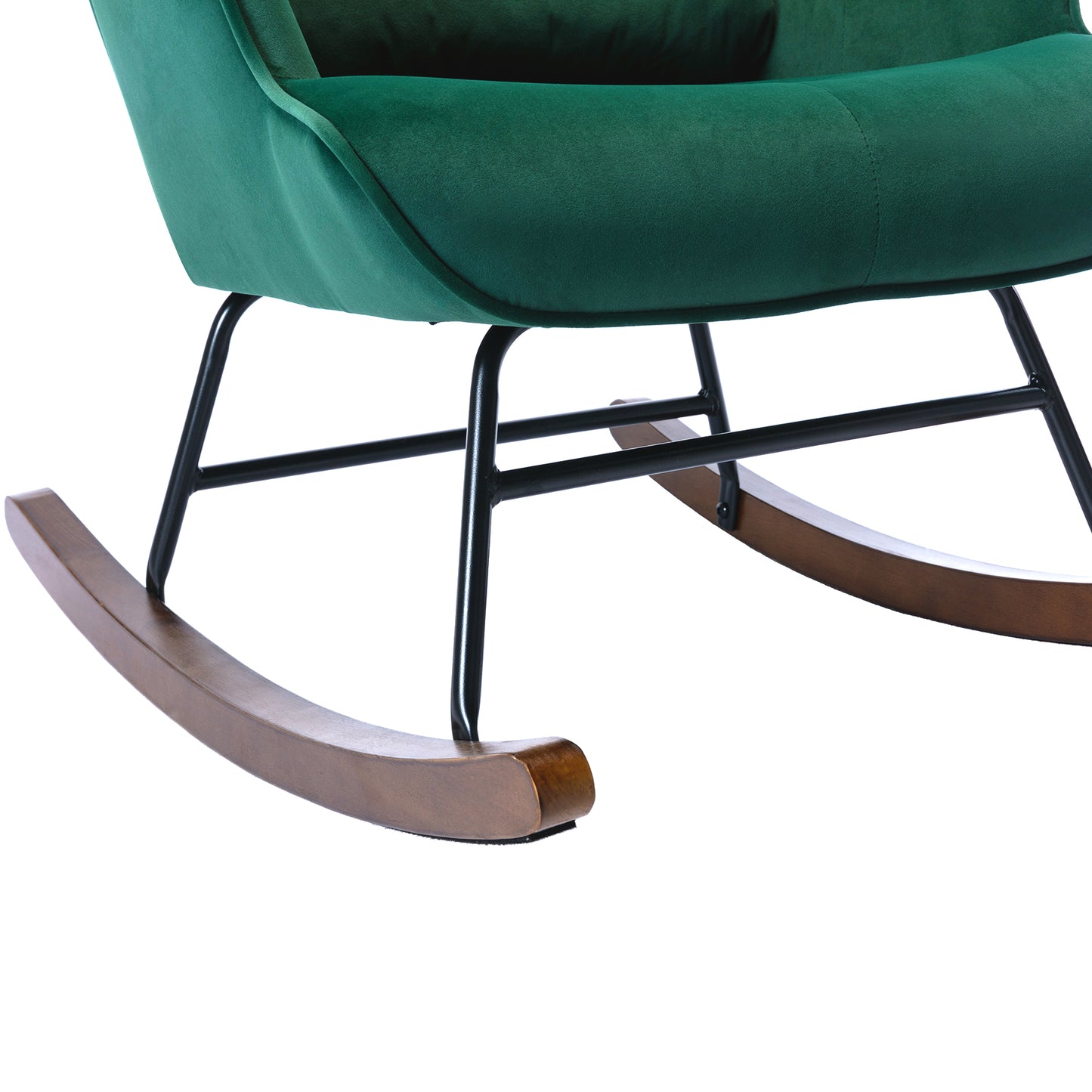 Cadeira de Balanço HomeMiYN com Banco Acompanhante (87x66x90cm - Metal/Madeira - green)