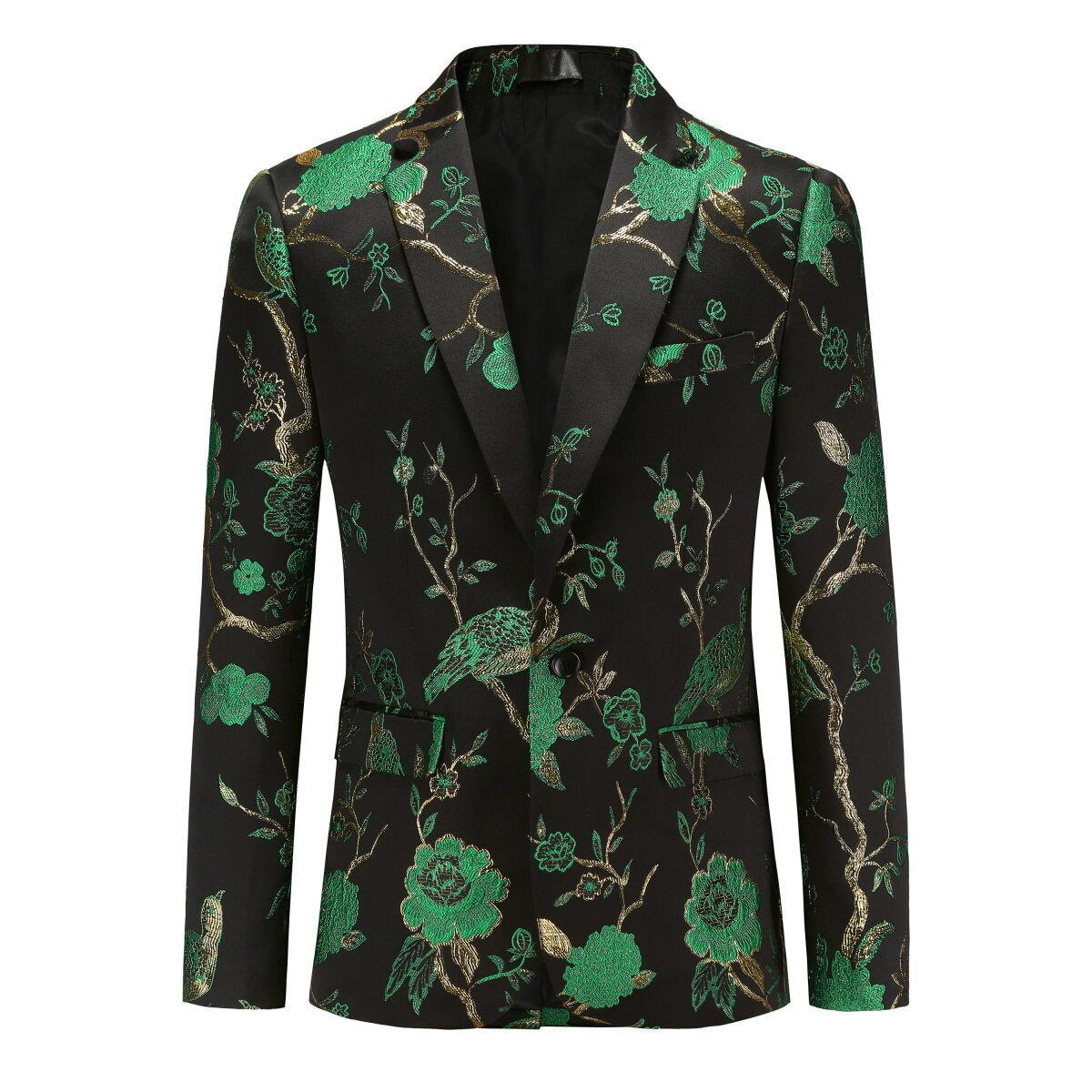 YFFUSHI Mens Embroidery Blazer Slim Fit Flowery Suit Jacket Stylish Floral Tuxedo for Dinner Party Prom