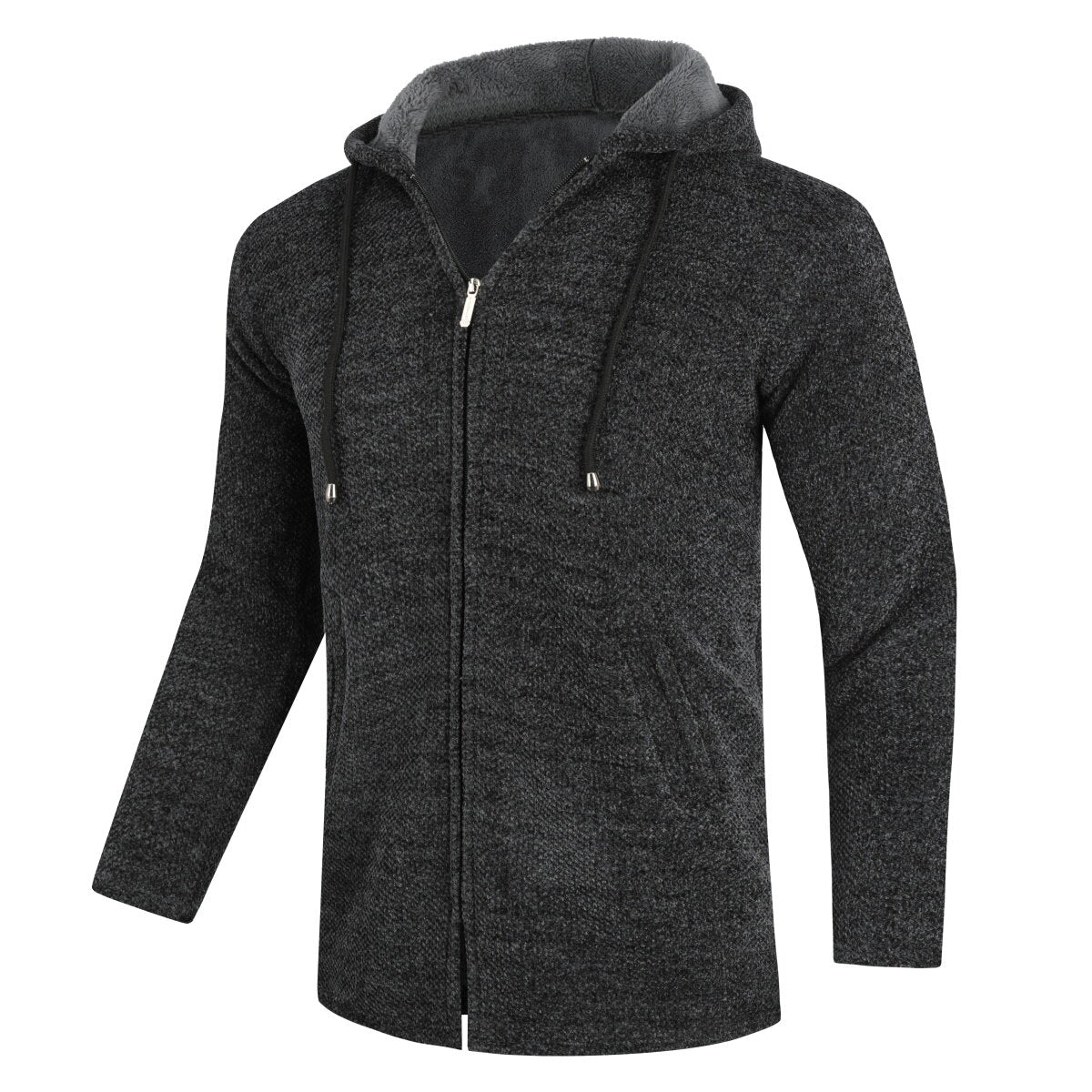YOUTHUP Mens Hooded Plush Long Cardigan