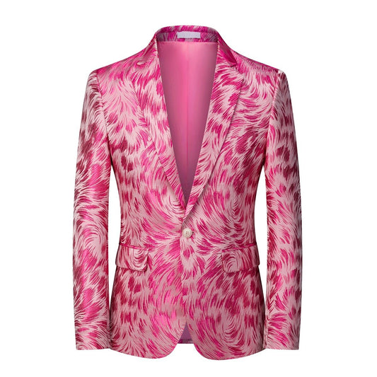 YFFUSHI Mens Embroidery Floral Blazer Slim Fit 1 Button Formal Dress Suit Jacket