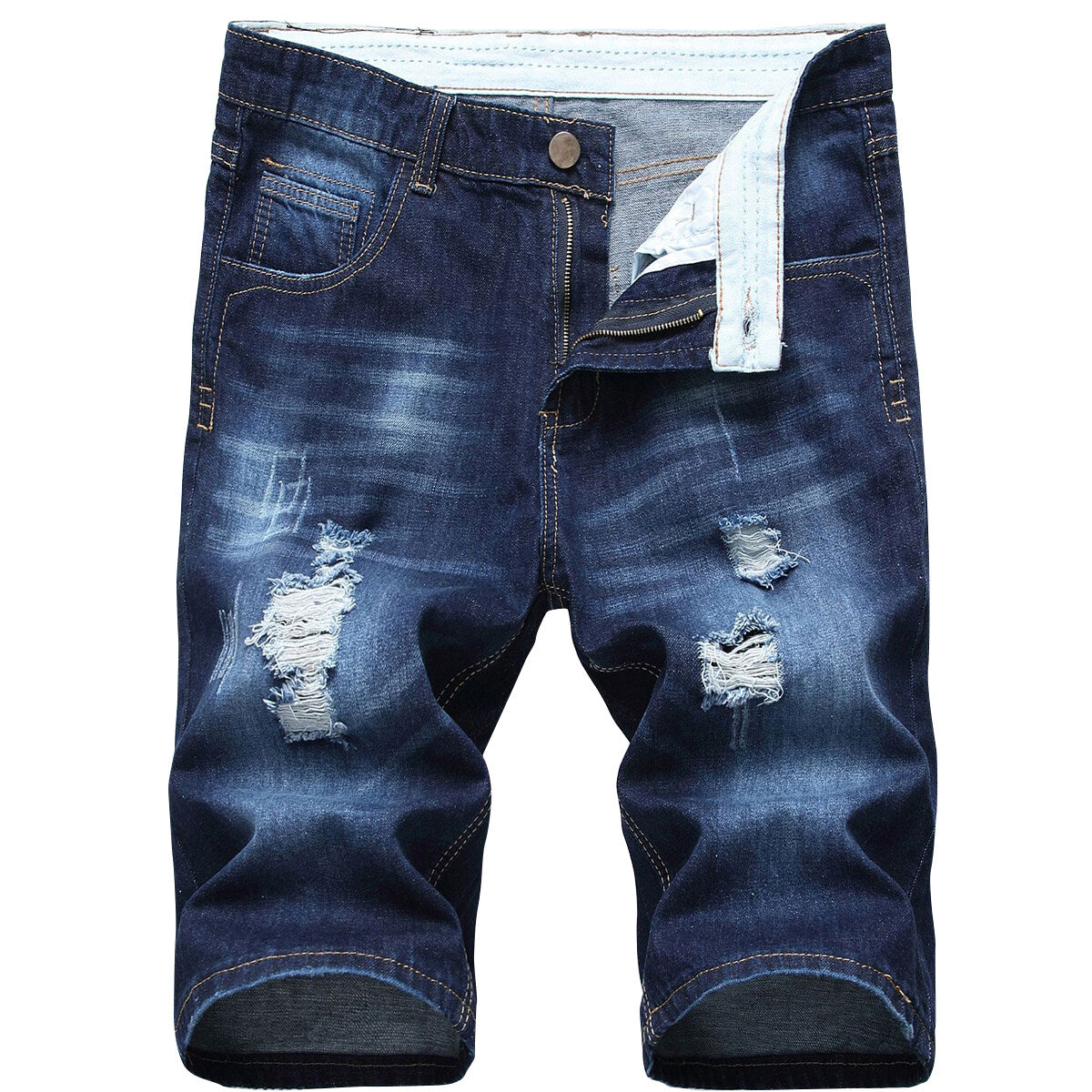 YFFUSHI Mens Casual Daily Slim Ripped Denim Shorts