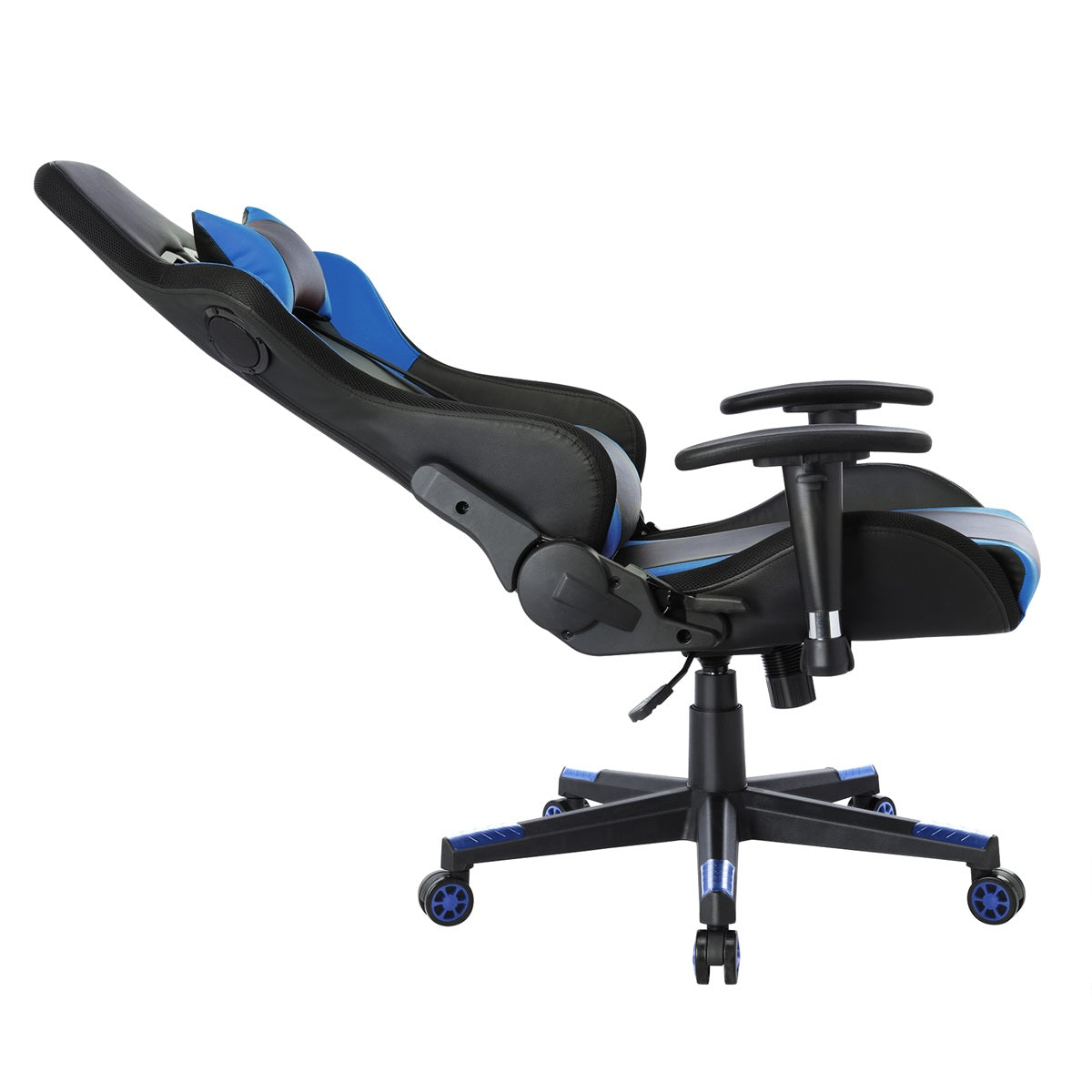Chaise Gaming  avec  lumière LED et Bluetooth  Fauteuil Gamer avec  haut-parleur Noir et bleu