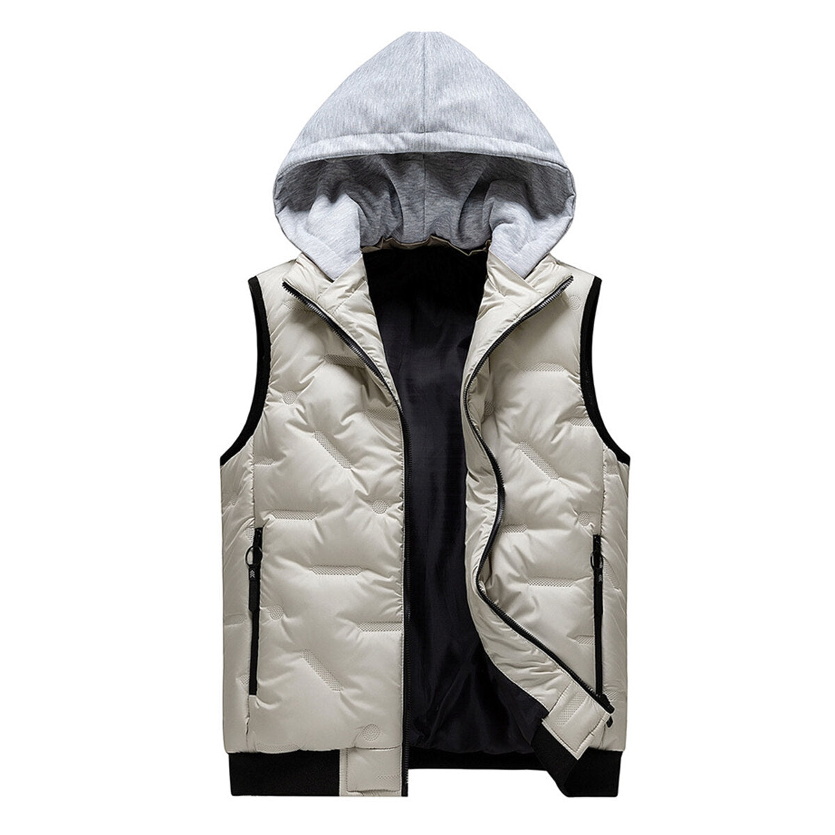 YFFUSHI Mens Casual Hooded Stand Collar Windproof Padded Vest