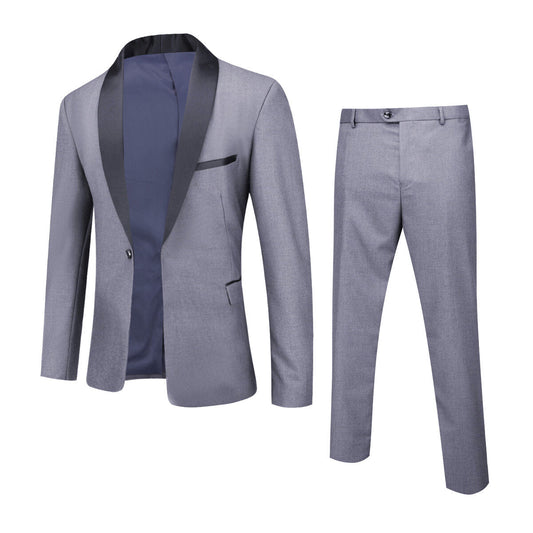 YFFUSHI Mens 2 Piece Formal Shawl Lapel Slim Dress Suit Set