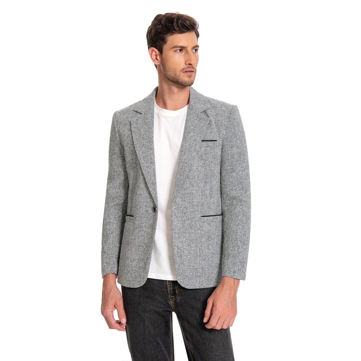 Cloudstyle Men's Suit Jacket One Button Slim Fit Sport Coat Business Daily Black Blazer