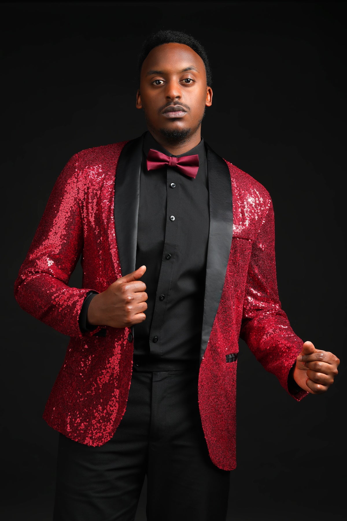 YOUTHUP Mens Shiny Sequin Wedding Suit Blazer