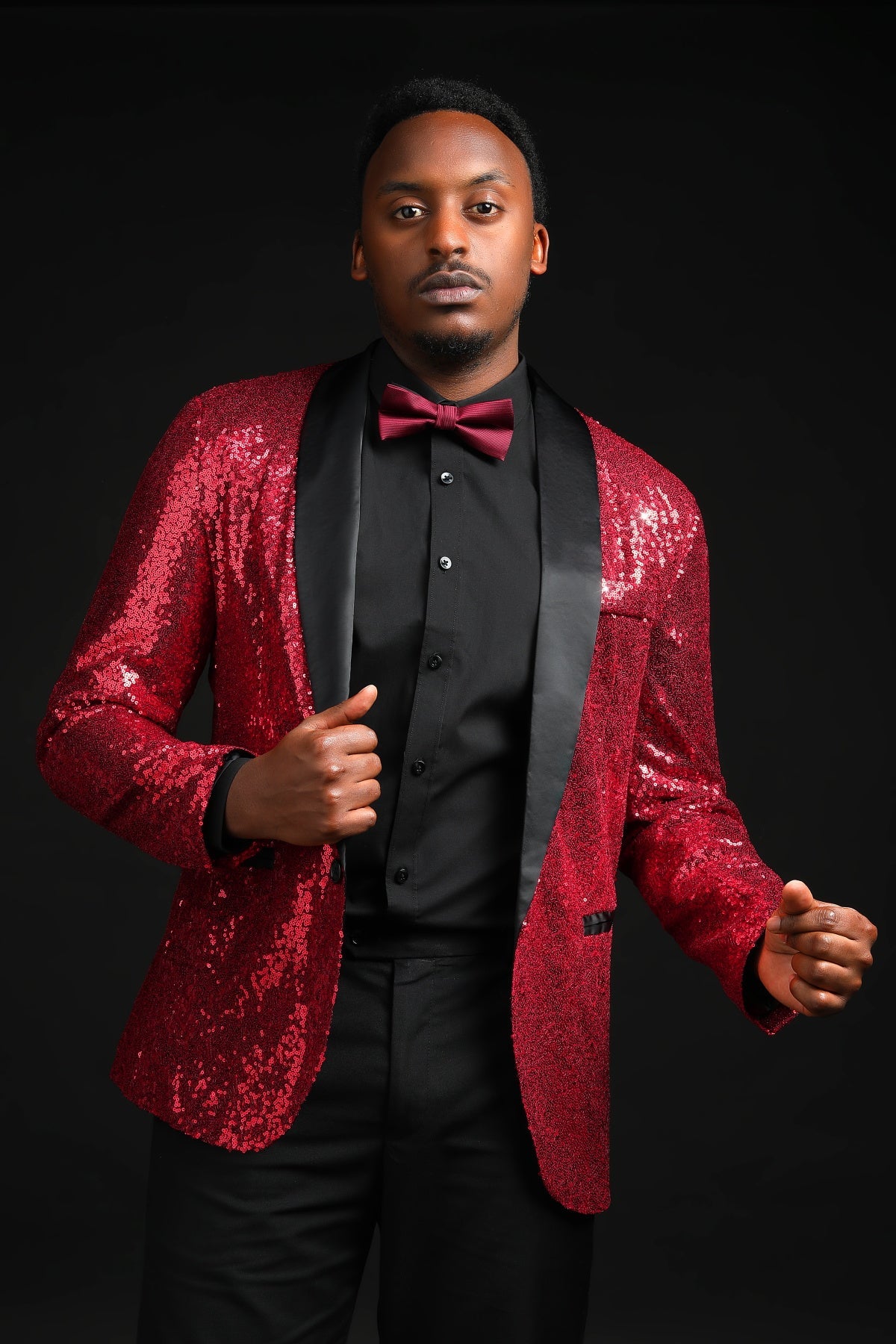 YFFUSHI Mens Shiny Sequin Wedding Suit Blazer