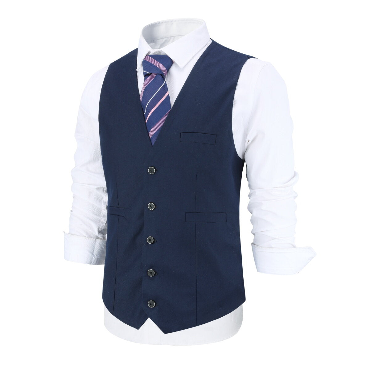 YFFUSHI Mens Business Suit Vest Slim Fit Solid Color Formal Waiscoat