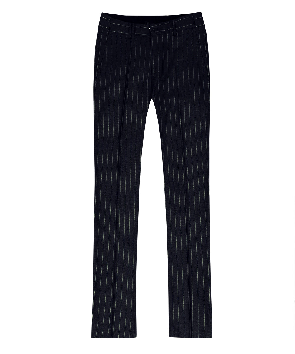 Cloudstyle Mens 3 Piece Stripe Suit Set Center Vent 2 Button Tux Blazer Jacket Vest Trousers