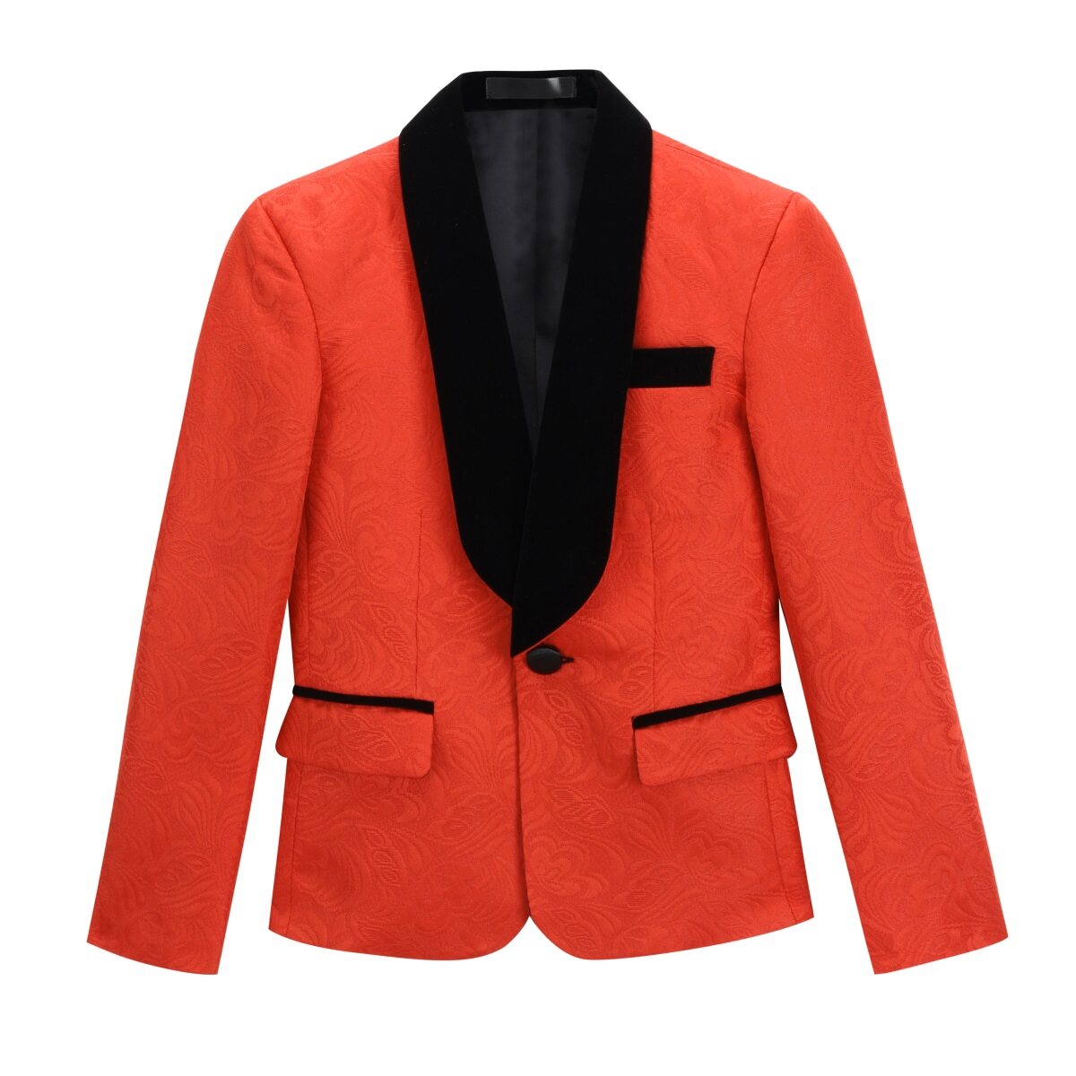 YFFUSHI Boys Three-piece Suit Velvet Paisley Embroidered Blazer and Vest and Pants