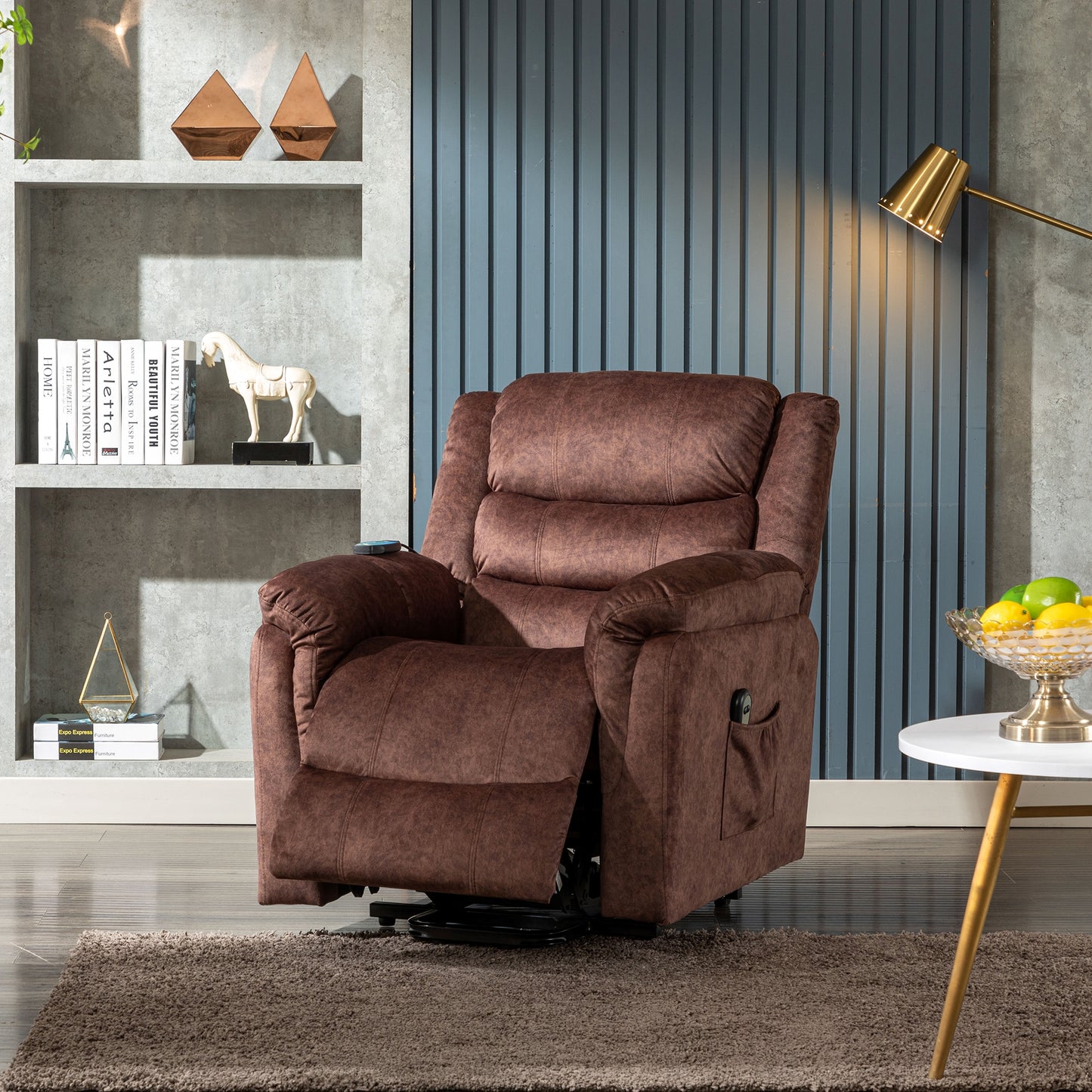 Fauteuil releveur électrique en cuir PU Best Choice Products, fauteuil de massage inclinable, meuble réglable pour le dos, pieds avec 3 positions, port USB, chauffage, porte-gobelets, bouton latéral facile d'accès