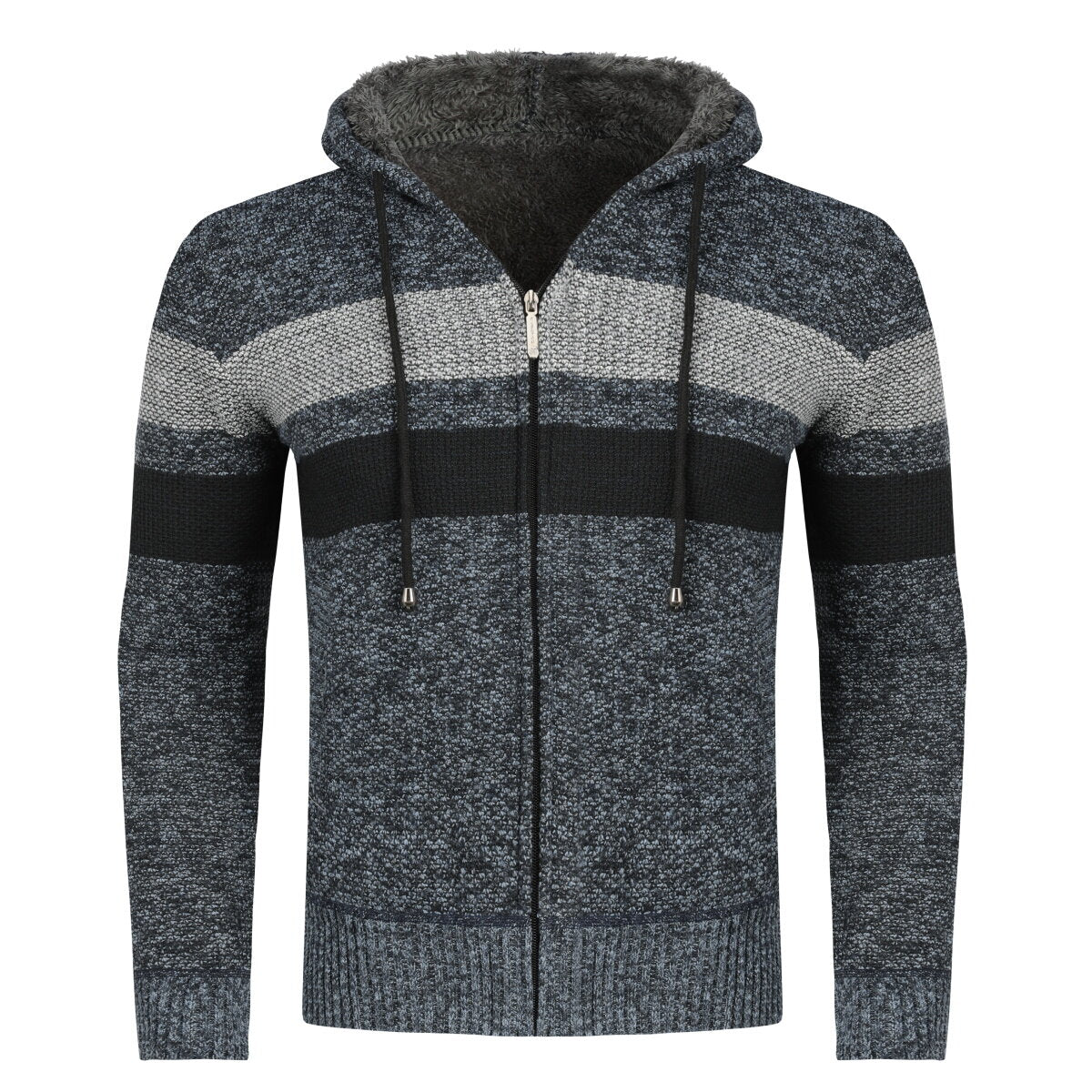 YOUTHUP Mens Knitted Sweater Hooded Zip Cardigan