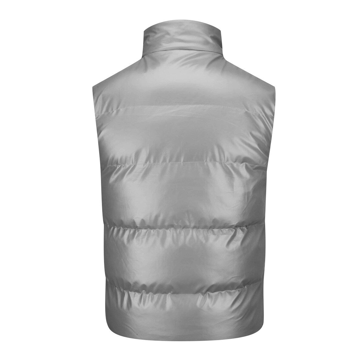 YFFUSHI Mens Shiny Padded Vest Casual Stand Collar Windproof