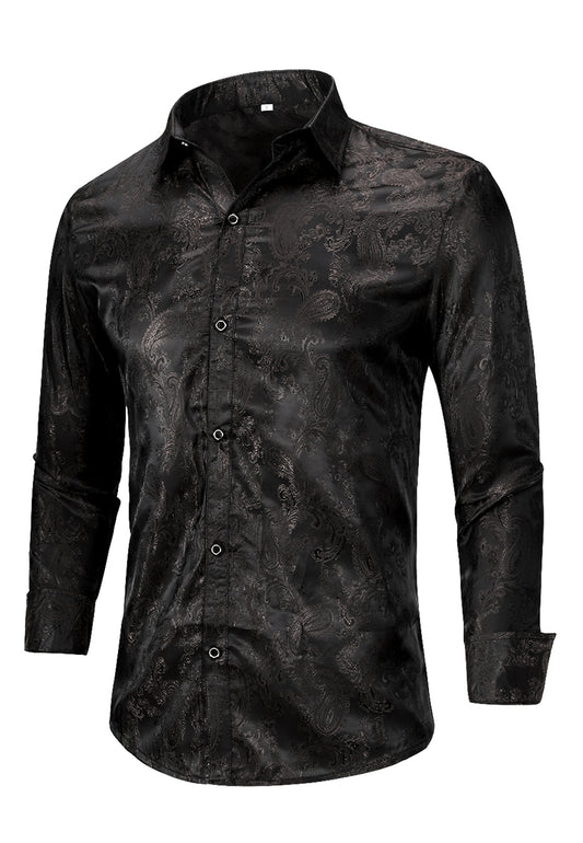 Cloudstyle Mens Paisley Shirt Long Sleeve Dress Shirt Button Down Casual Slim Fit
