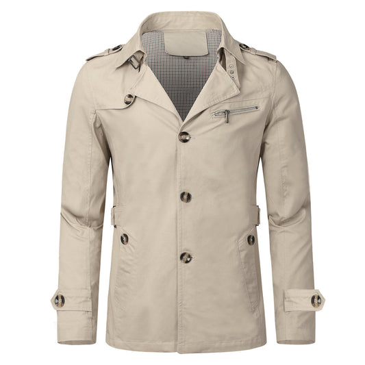 Mens Single Breasted Windproof Overcoat Long Style Jacket