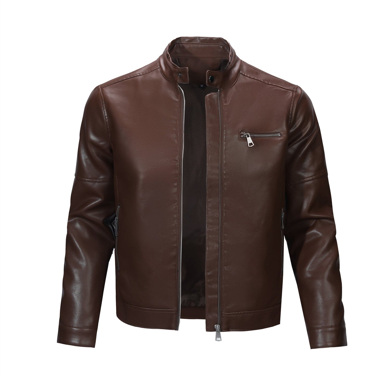 YFFUSHI Mens Simple Daily Workwear Motorcycle Leather Jacket