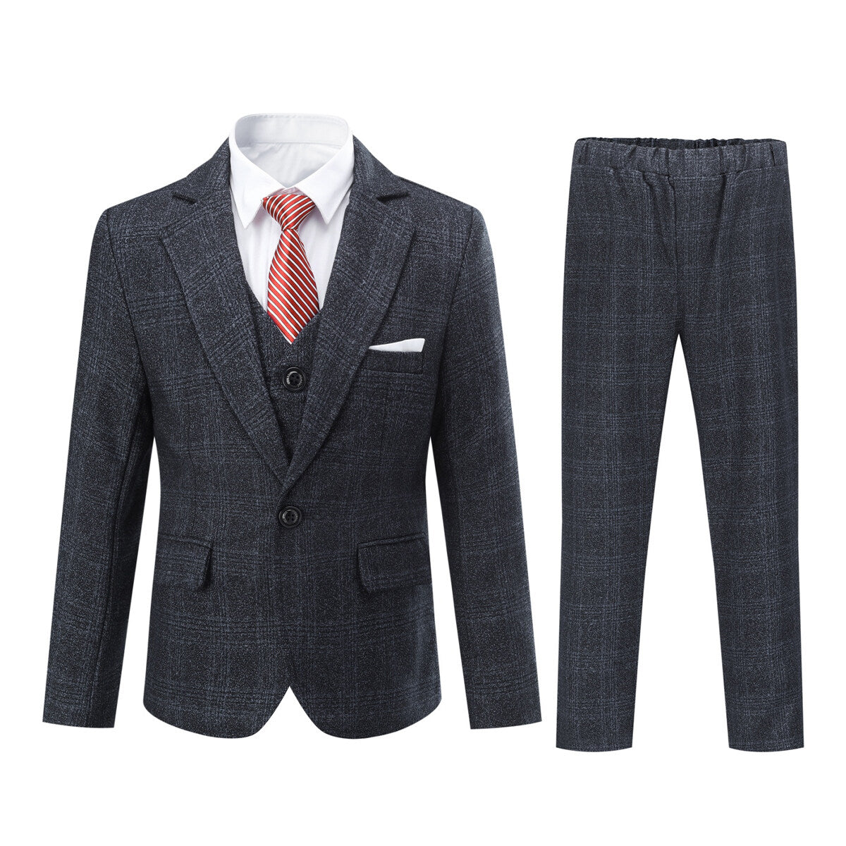 YFFUSHI Boys Suit 4Pcs Formal Evening Wedding (Blazer+Vest+Pants+Tie)