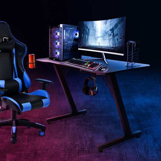 Bureau Informatique Gaming avec crochet Bureau Gamer pour casque porte-gobelet 120x60x73cm Noir