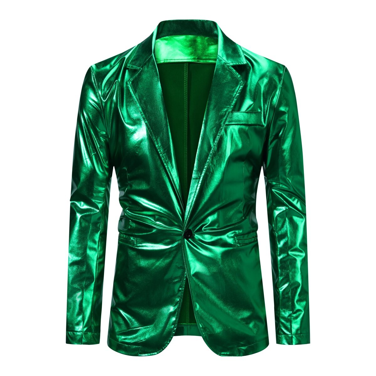 YFFUSHI Mens 2Pce Suit Glossy Shiny Tuxedo Waterproof Blazer and Pants