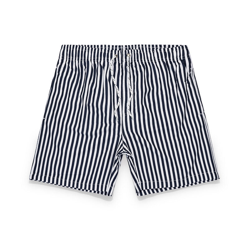 Mens Summer Swim Breathable Mesh Lining Striped Beach Shorts