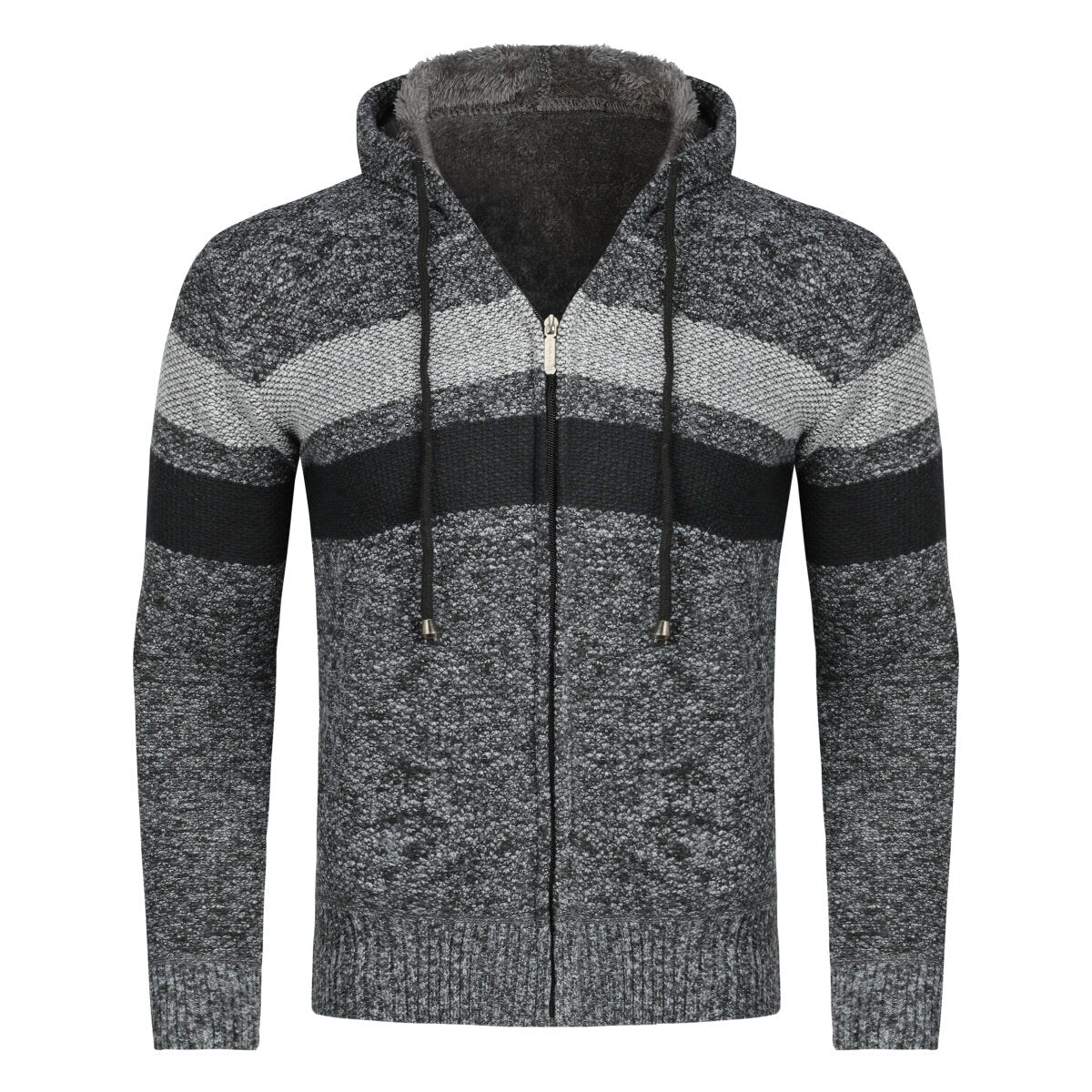 YOUTHUP Mens Knitted Sweater Hooded Zip Cardigan