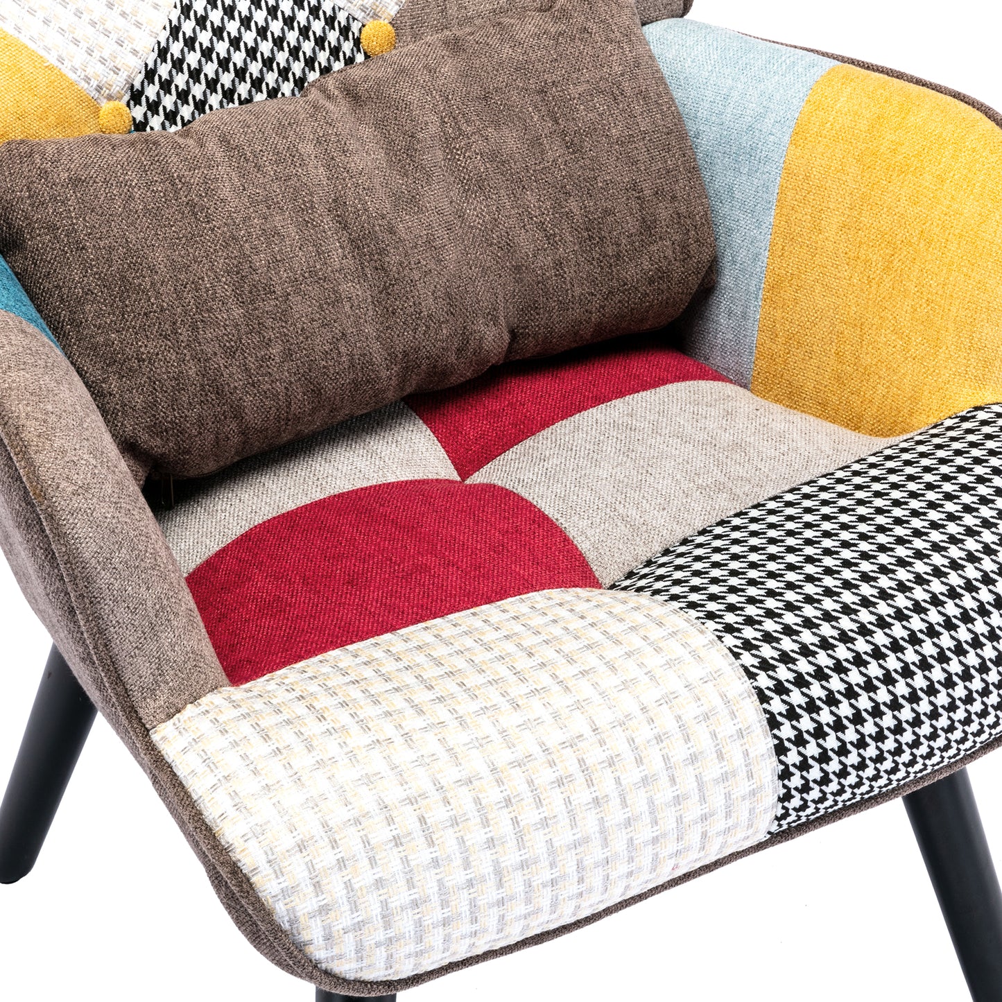 Poltrona de Relaxamento HomeMiYN Orelha com Banqueta (75x67x96cm - Tecido Patchwork Colorido)