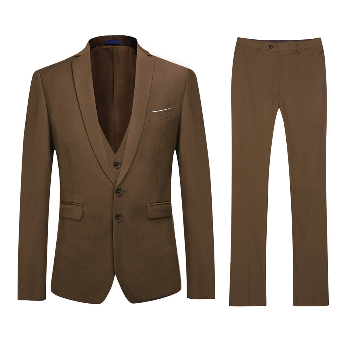 Cloudstyle Men's 3-Piece 2 Buttons Slim Fit Solid Color Jacket Smart Wedding Formal Suit
