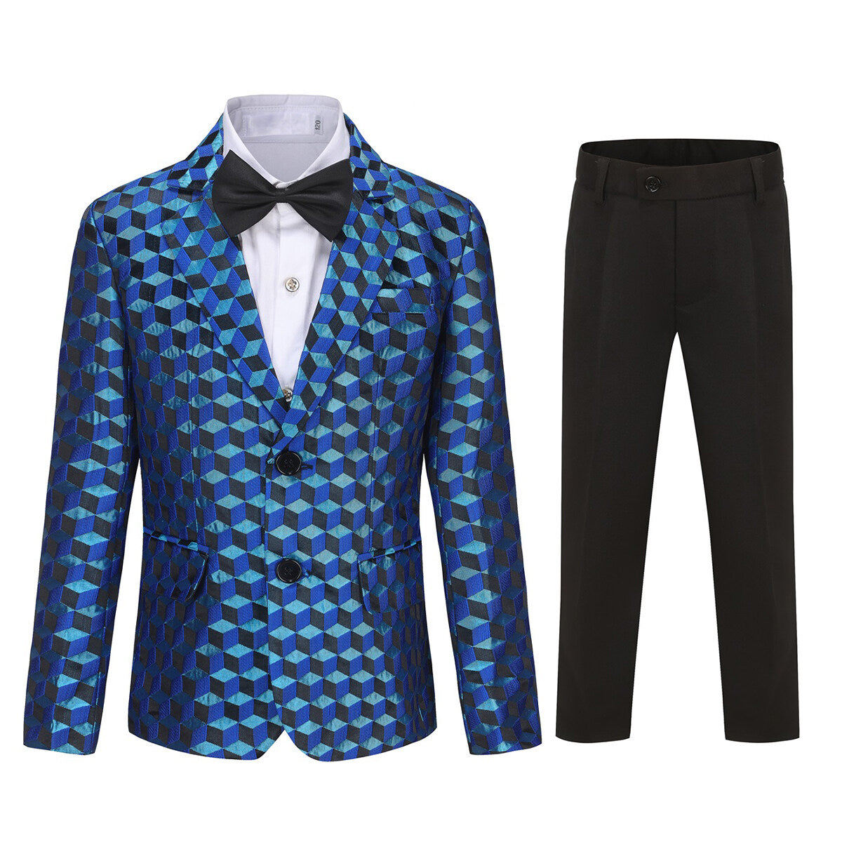 YFFUSHI Boys Suit 2Pcs Check Pattern Blazer Wedding Party Dress