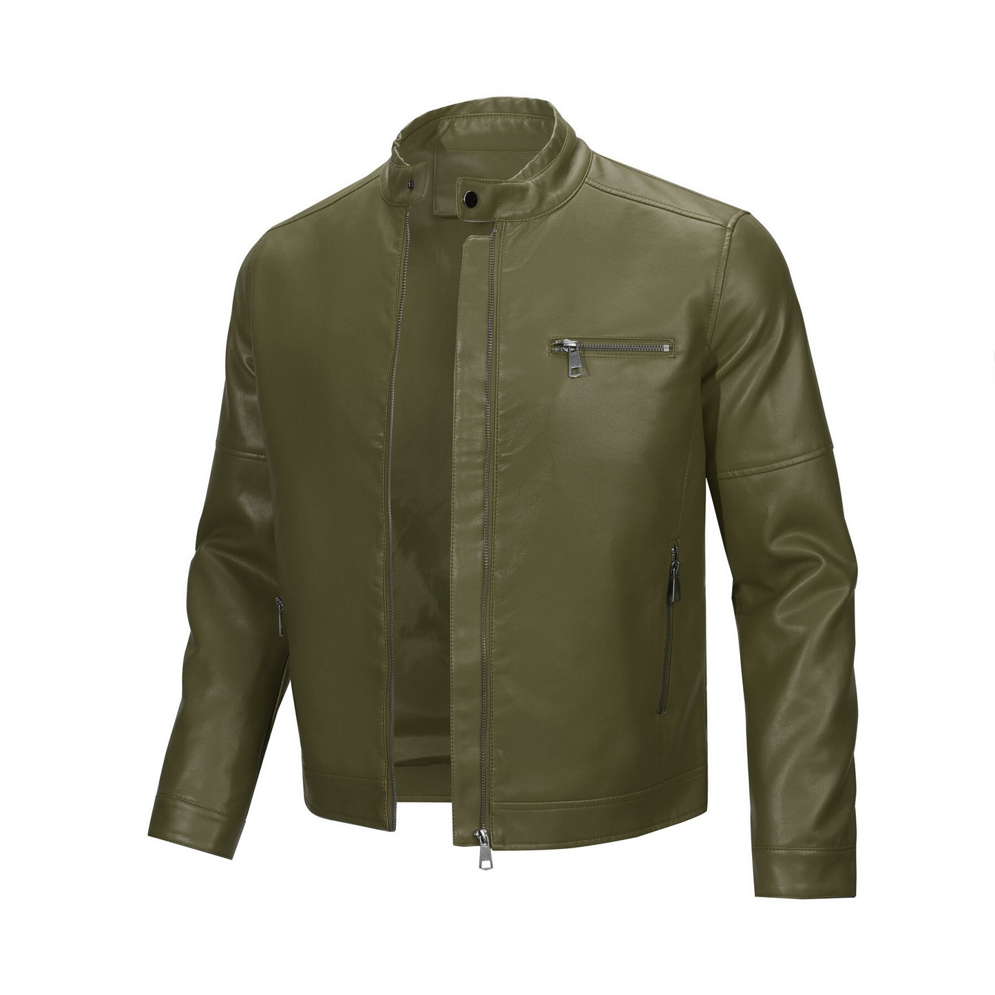 YOUTHUP Mens Simple Daily Workwear Motorcycle Leather Jacket