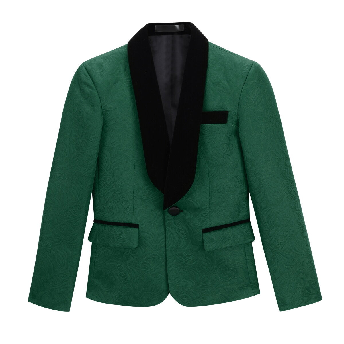 YFFUSHI Boys Three-piece Suit Velvet Paisley Embroidered Blazer and Vest and Pants