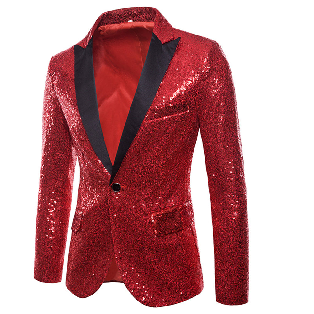 Cloudstyle Mens One Button Sequin Dress Suit Jacket Party Festival Tuxedo Sport Coat