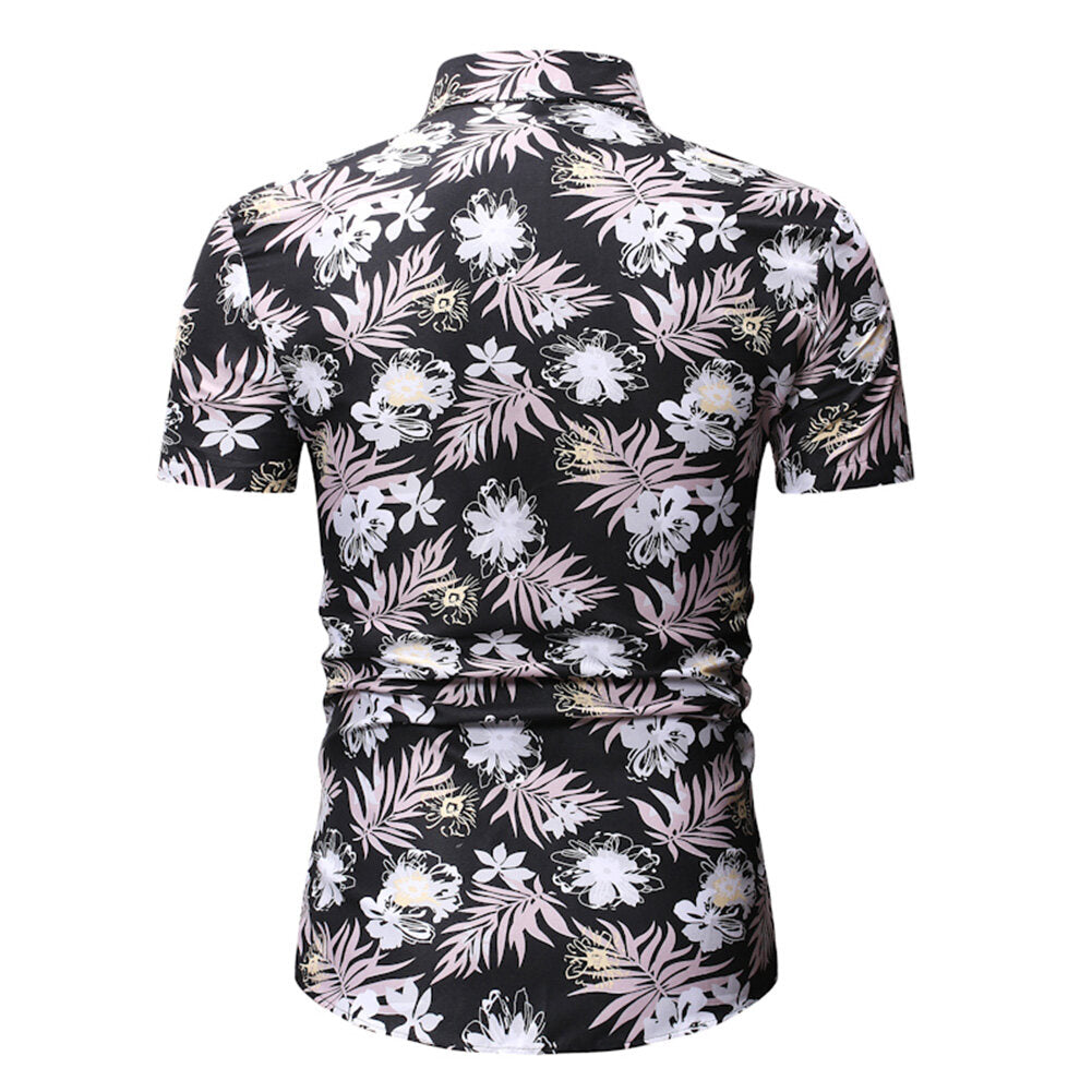 YFFUSHI Mens Floral Shirts Short Sleeves Hidden Button Casual Fashion Prints Summer
