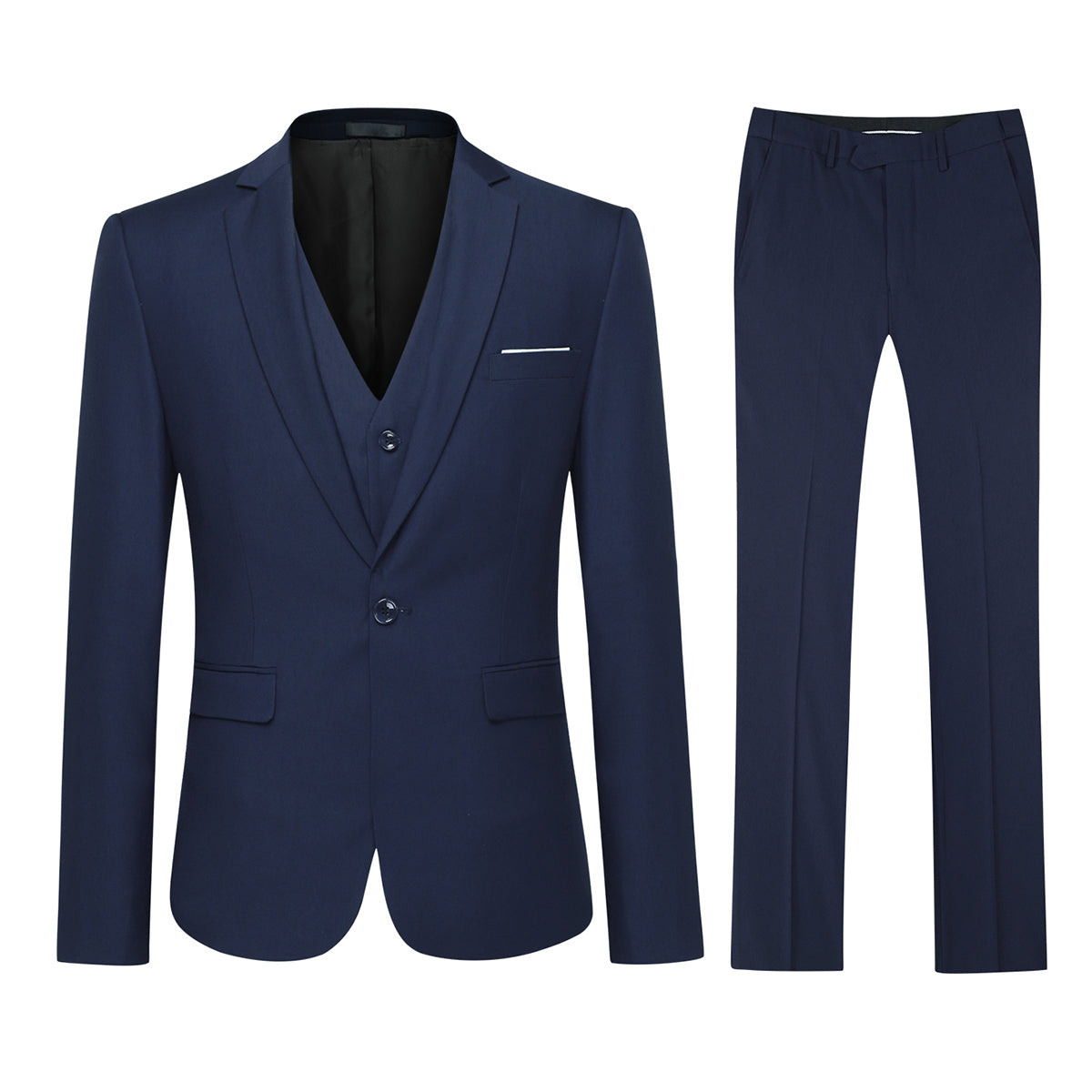 Cloudstyle Mens 3-Piece Suit Notched Lapel One Button Slim Fit Formal Jacket Vest Pants Set