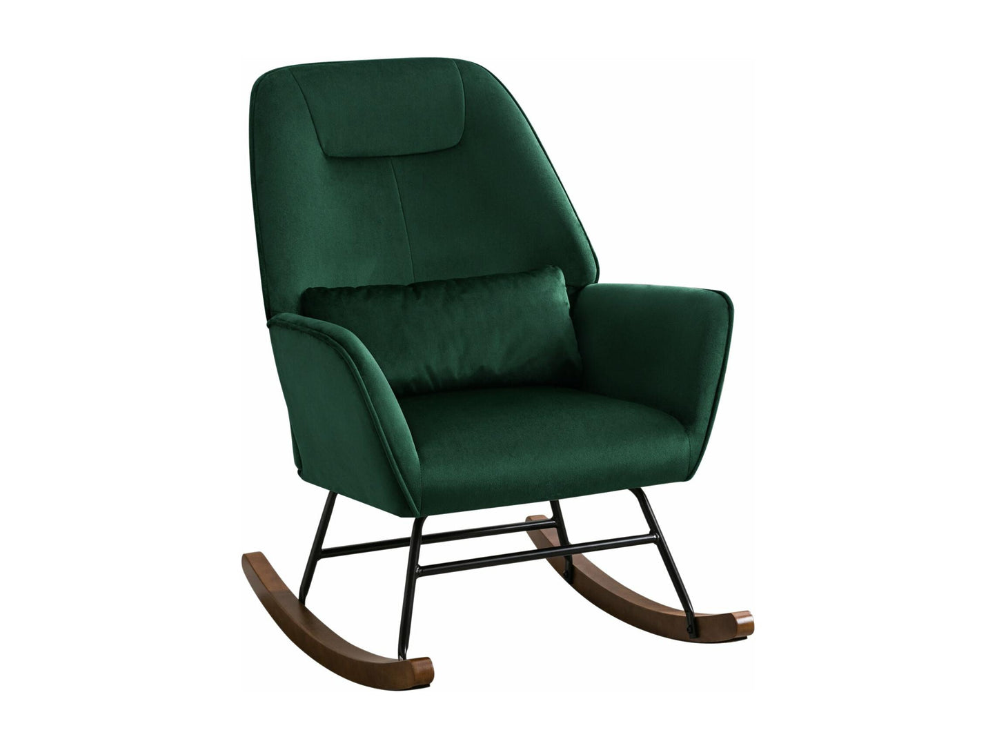 Fauteuil à Bascule en Velours Vert Foncé - Confort Lombaire Ergonomique - Pour Allaitement et Salon (Bois Massif & Métal)