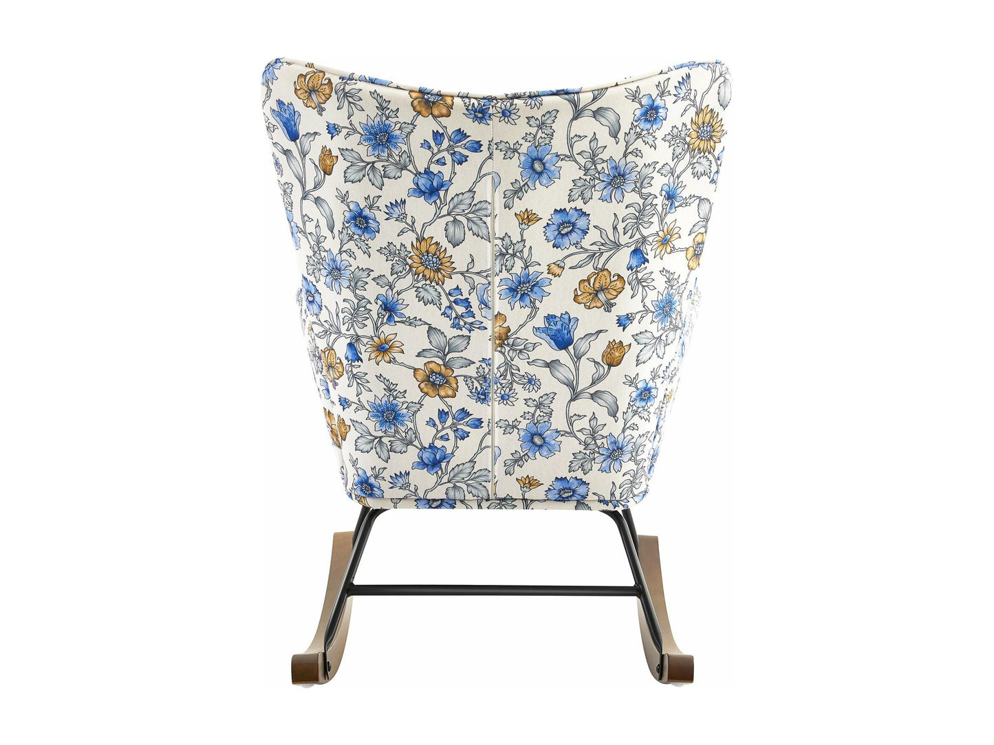 Fauteuil à bascule en velours avec cadre en métal et base en bois pour un refuge de chambre apaisant
