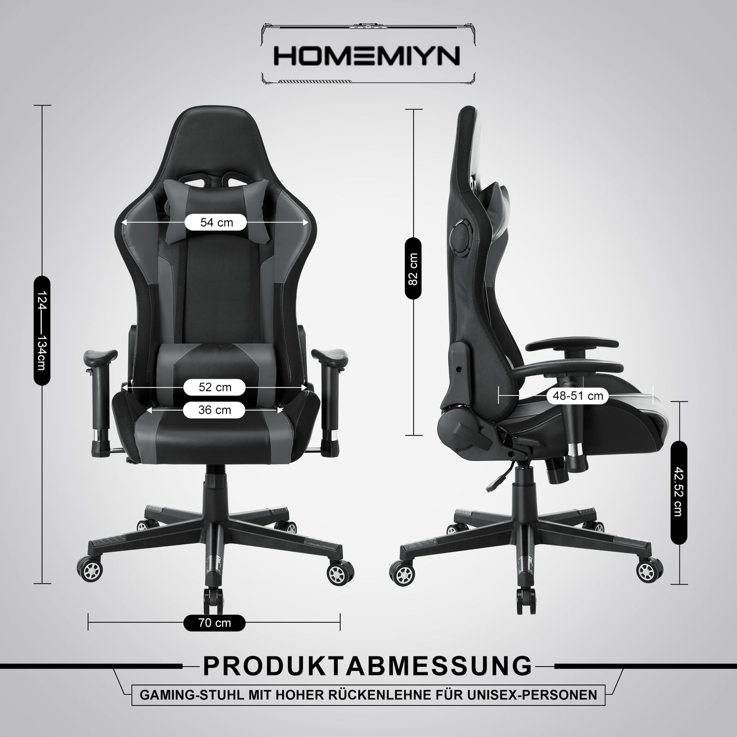 Gamingstoel met RGB LED-verlichting en luidsprekers Gamingstoel in racestijl Kantoorstoel PU-leren pc-stoel