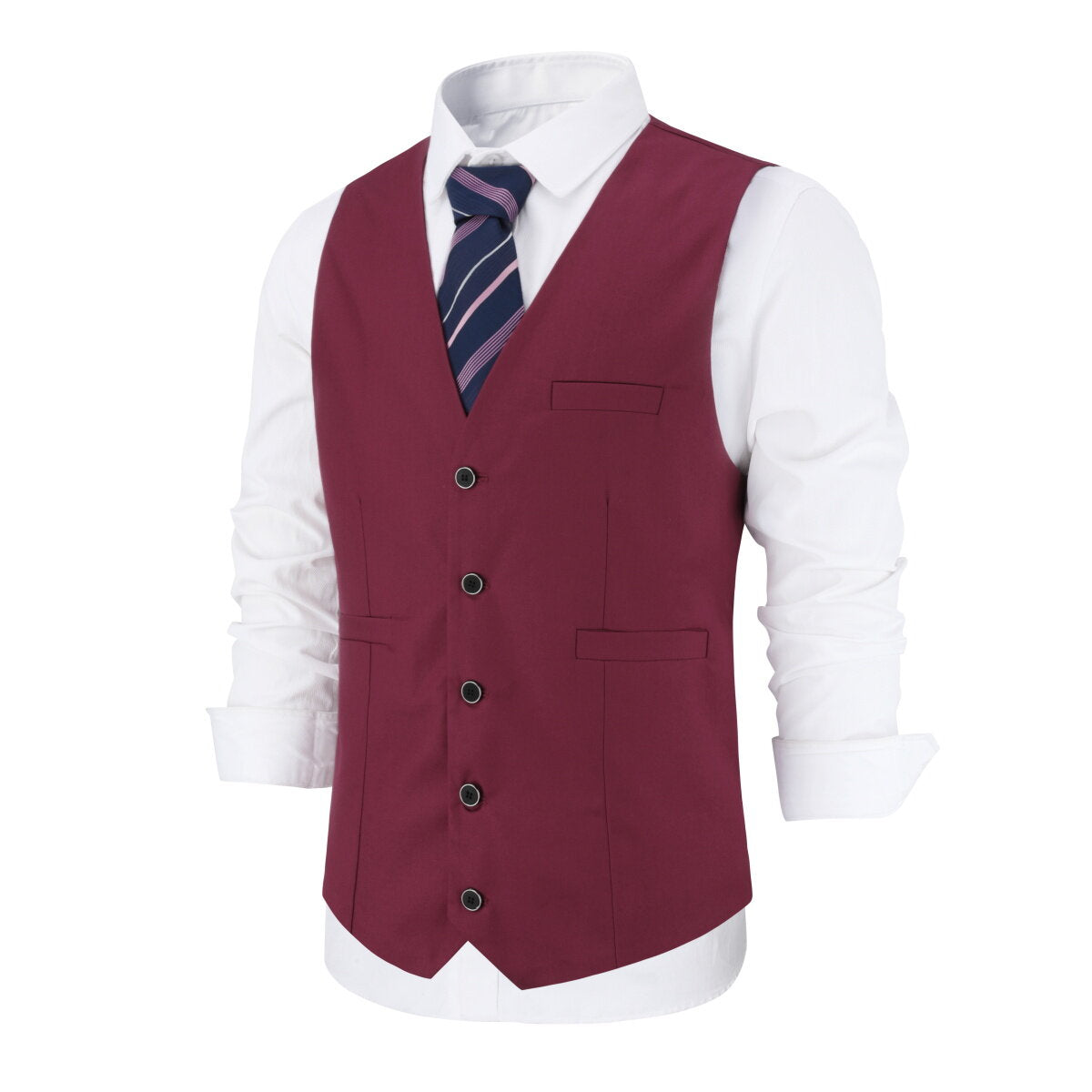 YFFUSHI Mens Business Slim Formal Vest Solid Color Breasted Suit Waistcoat