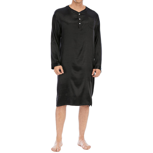 YFFUSHI Mens Smooth Dressing Gown Soft Lightweight Solid Long Robe